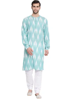 Jashvi Men's Green Cotton Kurta and Pyjama Set