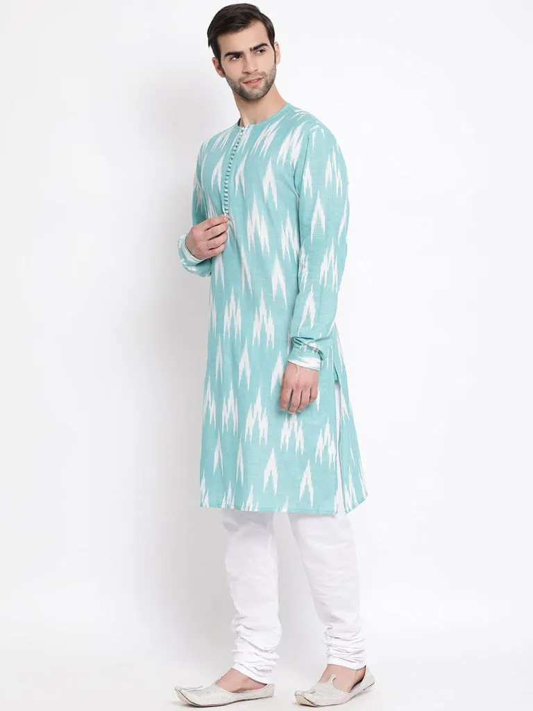 Jashvi Men's Green Cotton Kurta and Pyjama Set