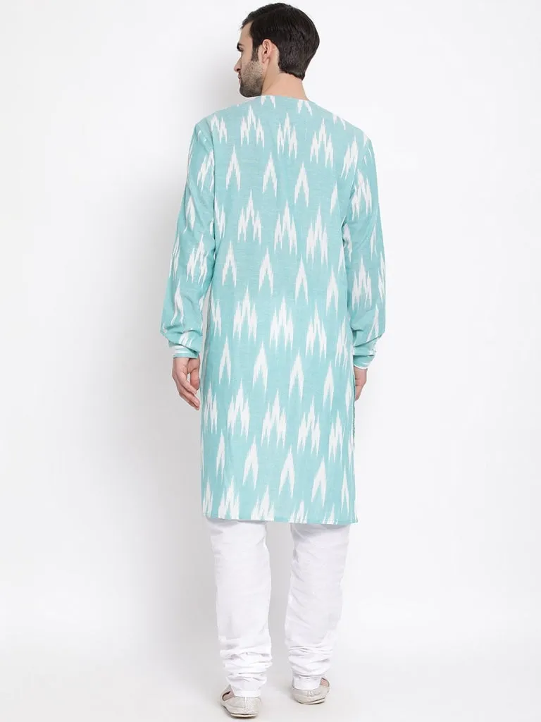 Jashvi Men's Green Cotton Kurta and Pyjama Set