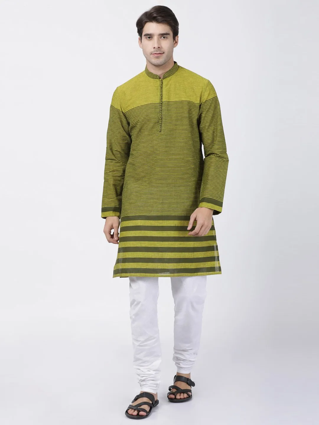 Jashvi Men's Green Pure Cotton Kurta and Pyjama Set