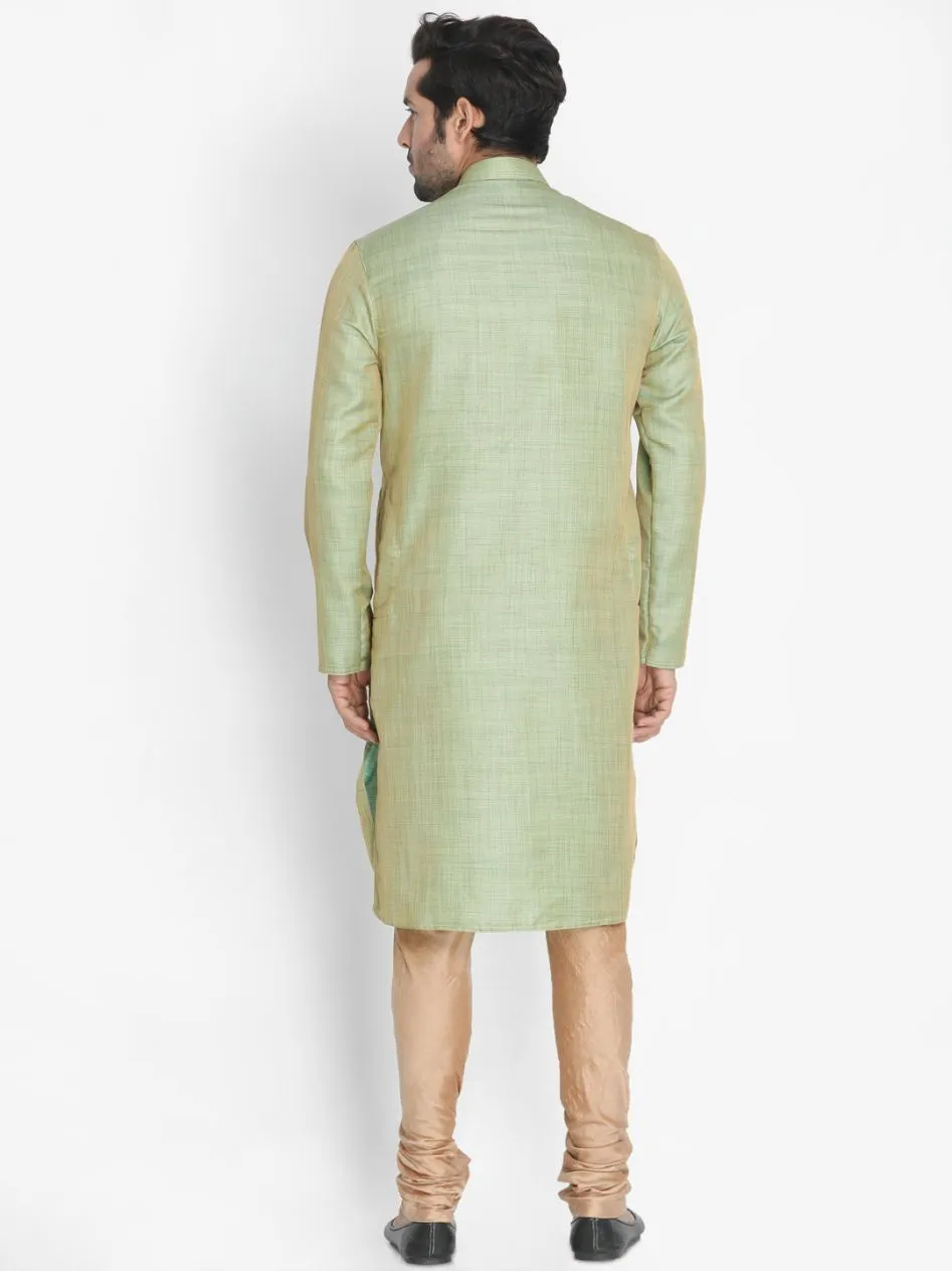 Jashvi Men's Green Silk Blend Kurta and Pyjama Set