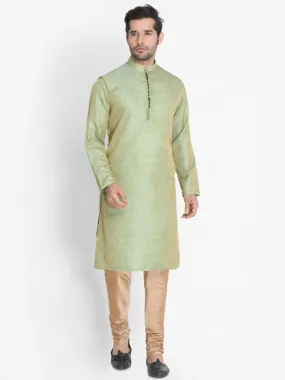 Jashvi Men's Green Silk Blend Kurta and Pyjama Set