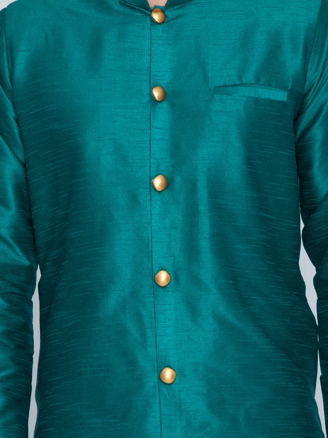 Jashvi Men's Green Silk Blend Sherwani Set