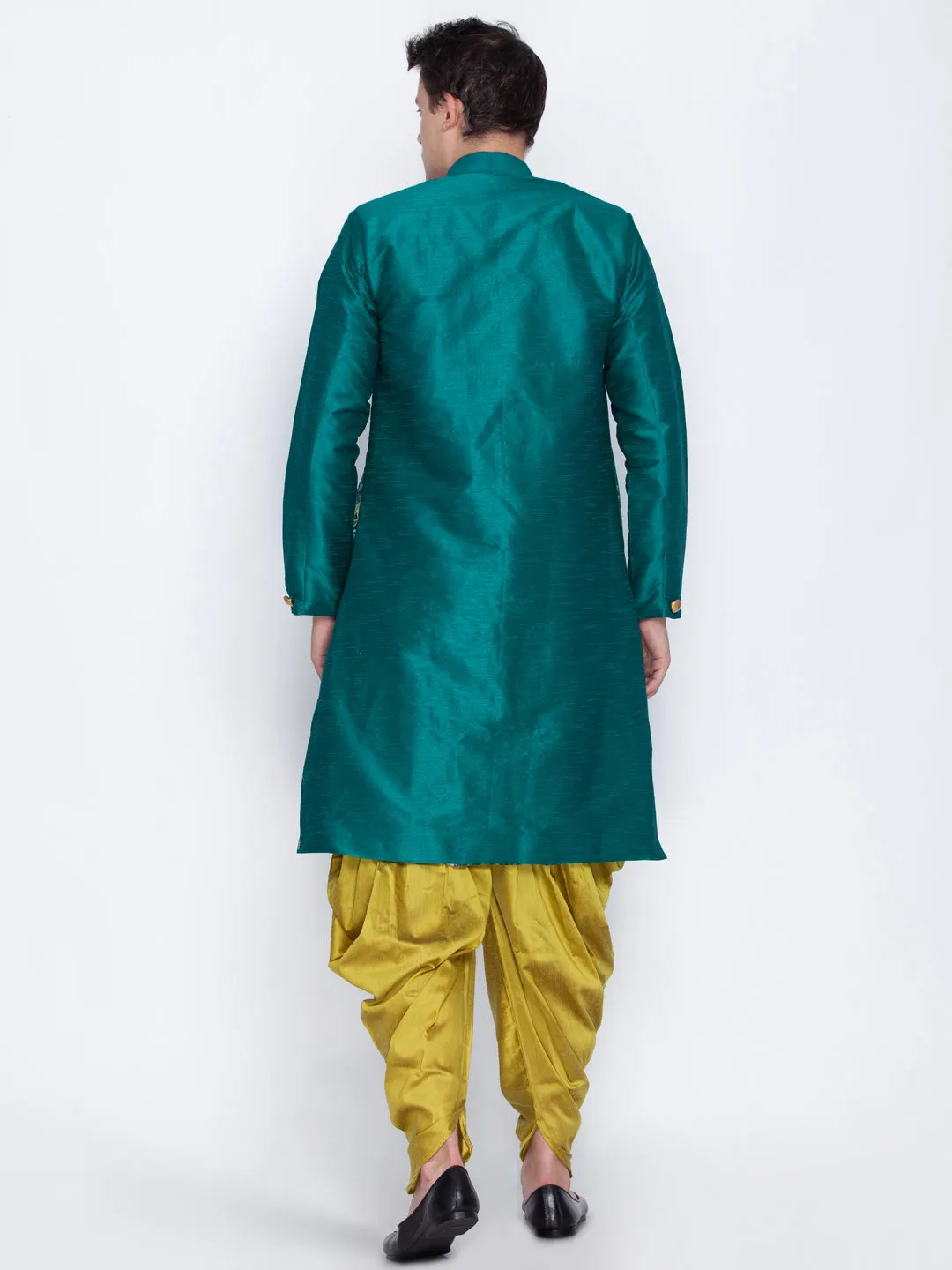 Jashvi Men's Green Silk Blend Sherwani Set