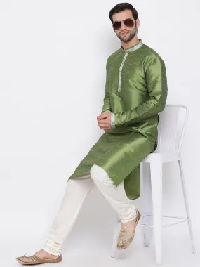 Jashvi Men's Green Silk Kurta Pyjama Set