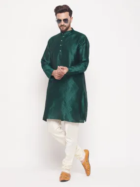 Jashvi Men's Green Woven Kurta Pyjama Set