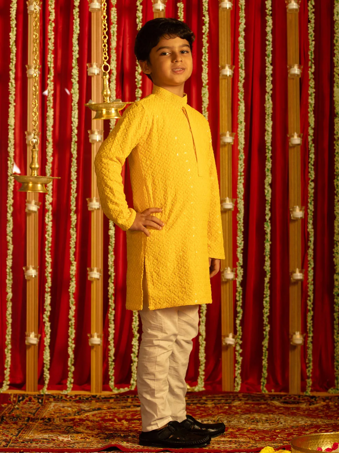 Jashvi Yellow And White Yellow BHAI BEHEN Siblings Matching Set