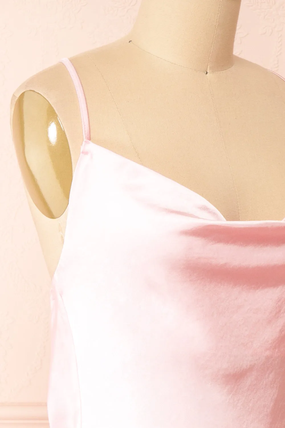 Jessie Pink | Cowl Neck Satin Slip Dress w/ Open Back