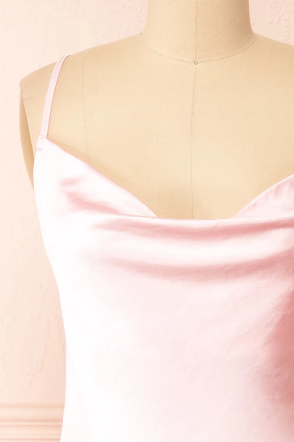 Jessie Pink | Cowl Neck Satin Slip Dress w/ Open Back