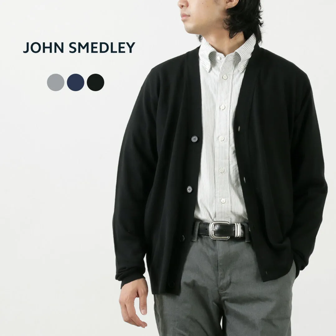 JOHN SMEDLEY / Merino Wool 24 Gauge V-Neck Knit Cardigan