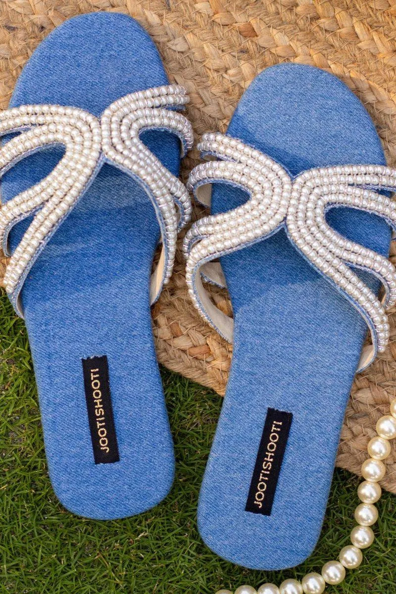 JootiShooti - Nelly Pearl Slides - Blue - Slides