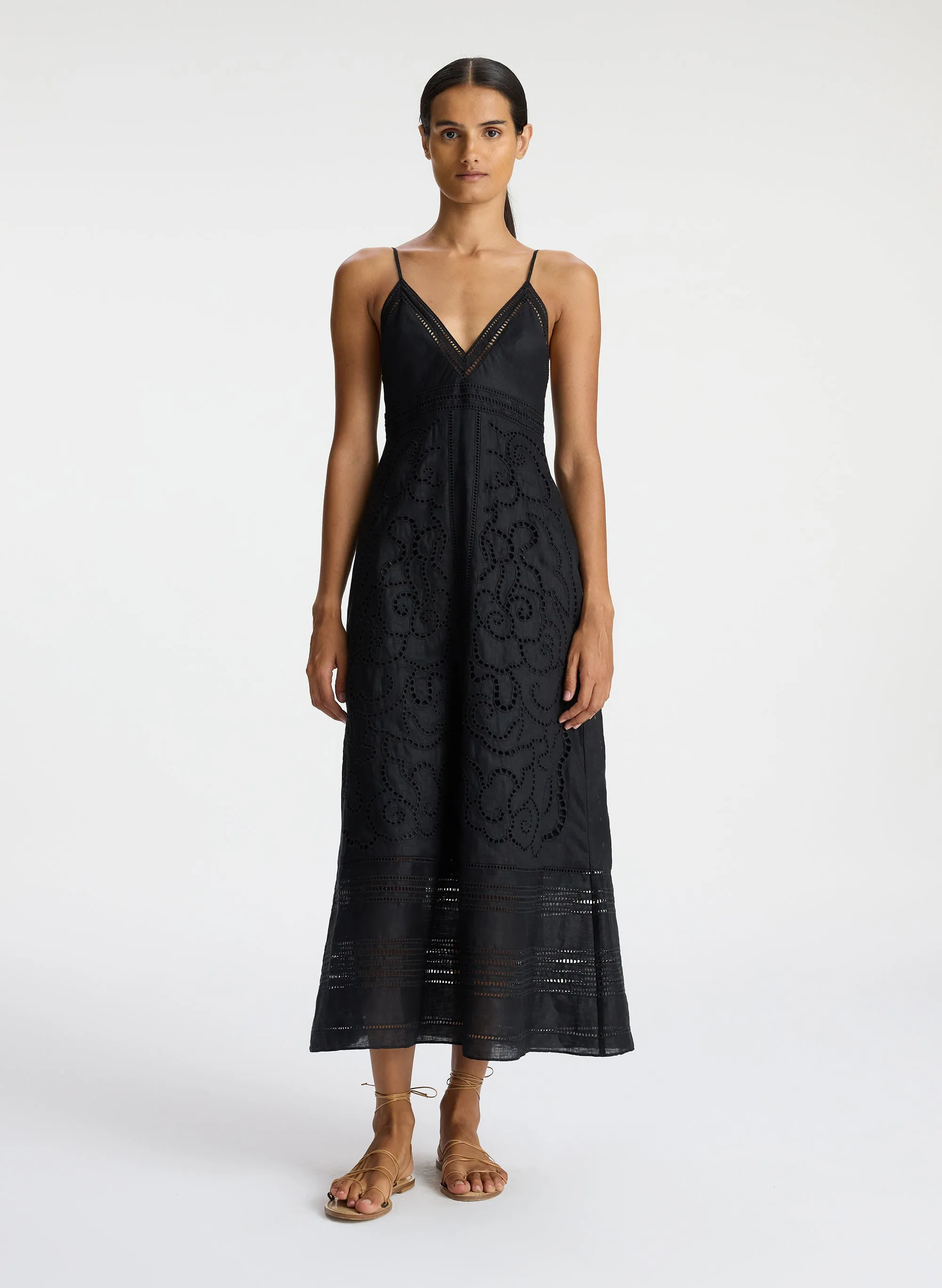 Josie Embroidered Linen Midi Dress