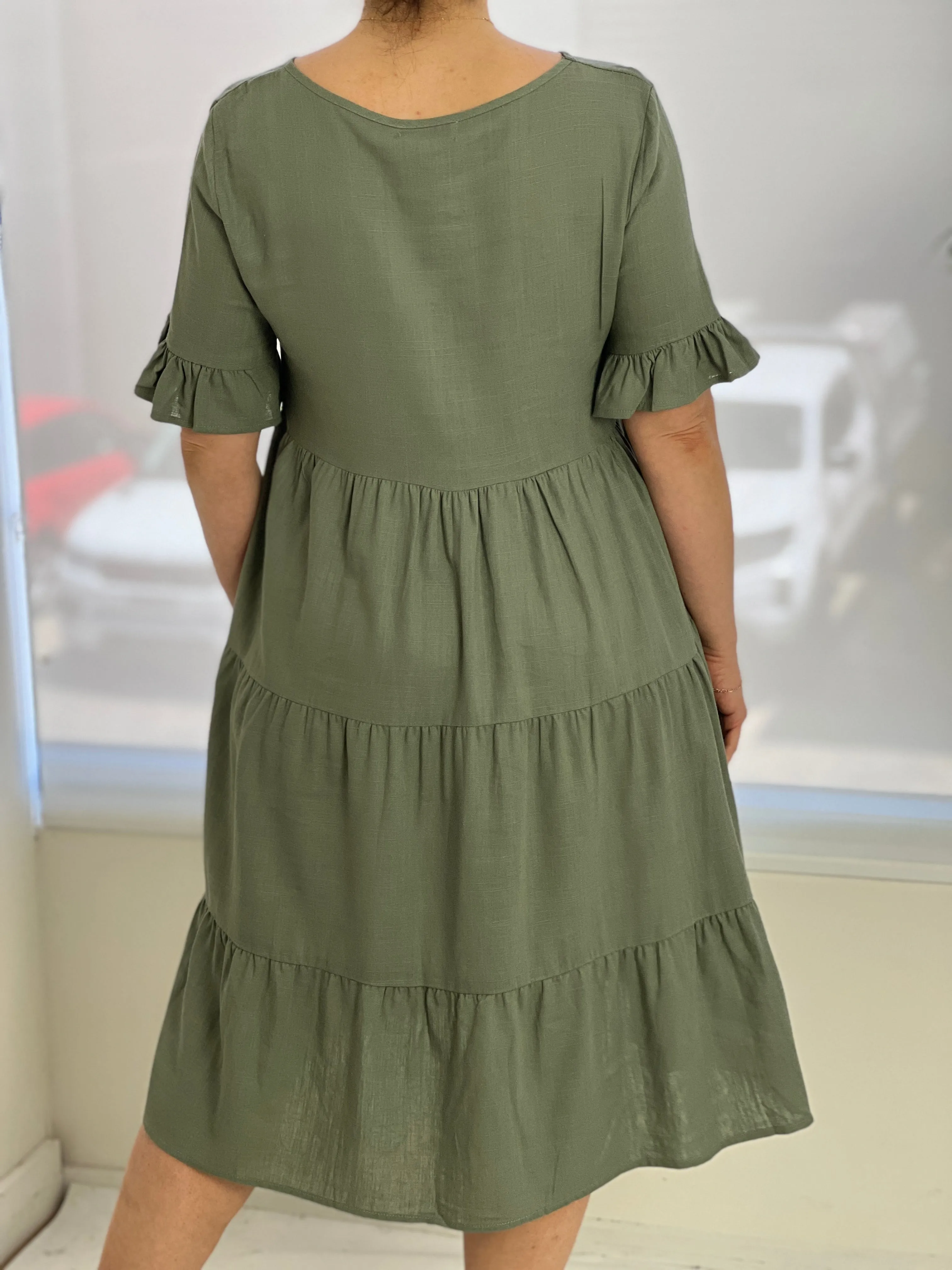 Kane Khaki Linen Dress