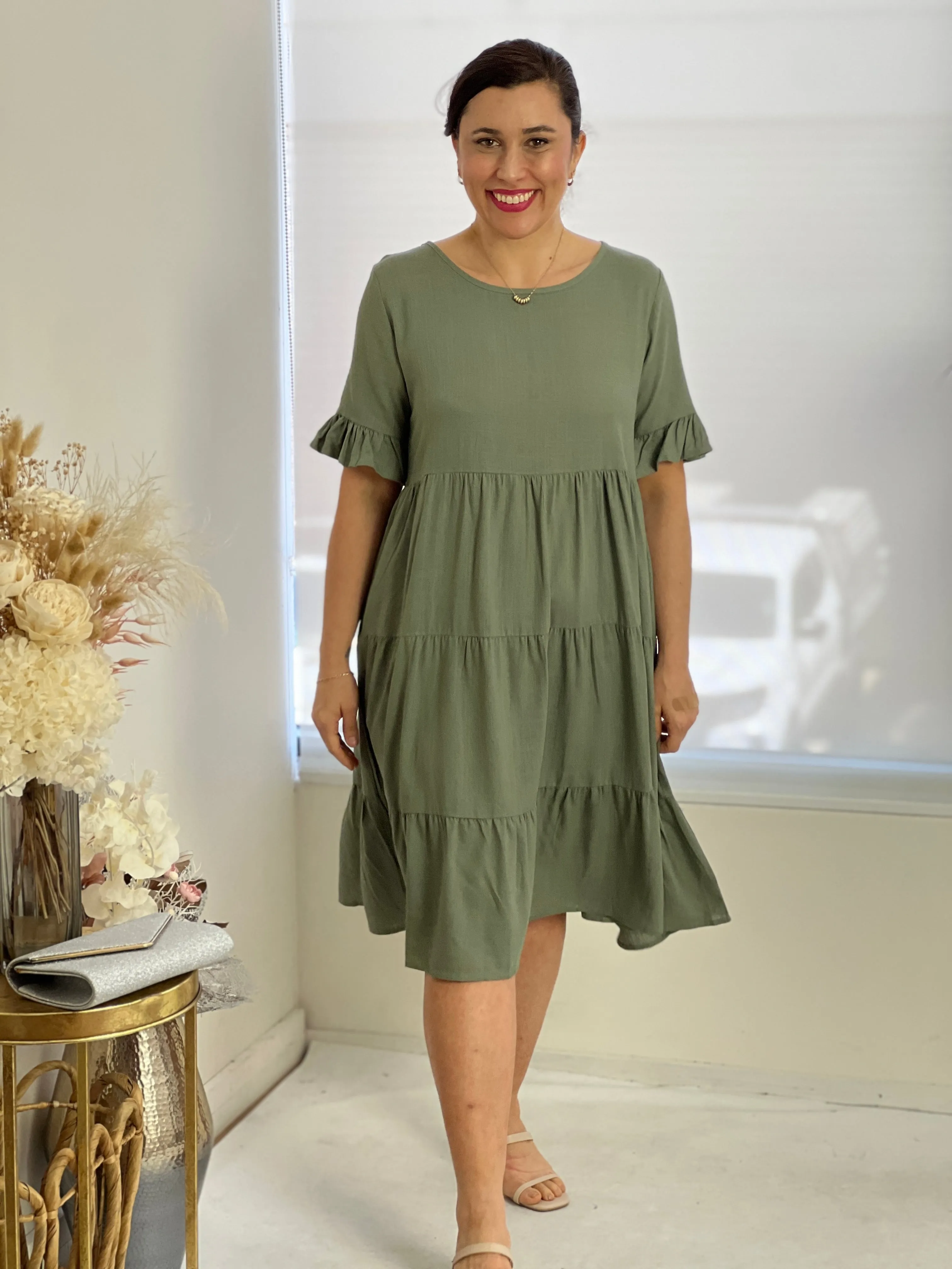 Kane Khaki Linen Dress