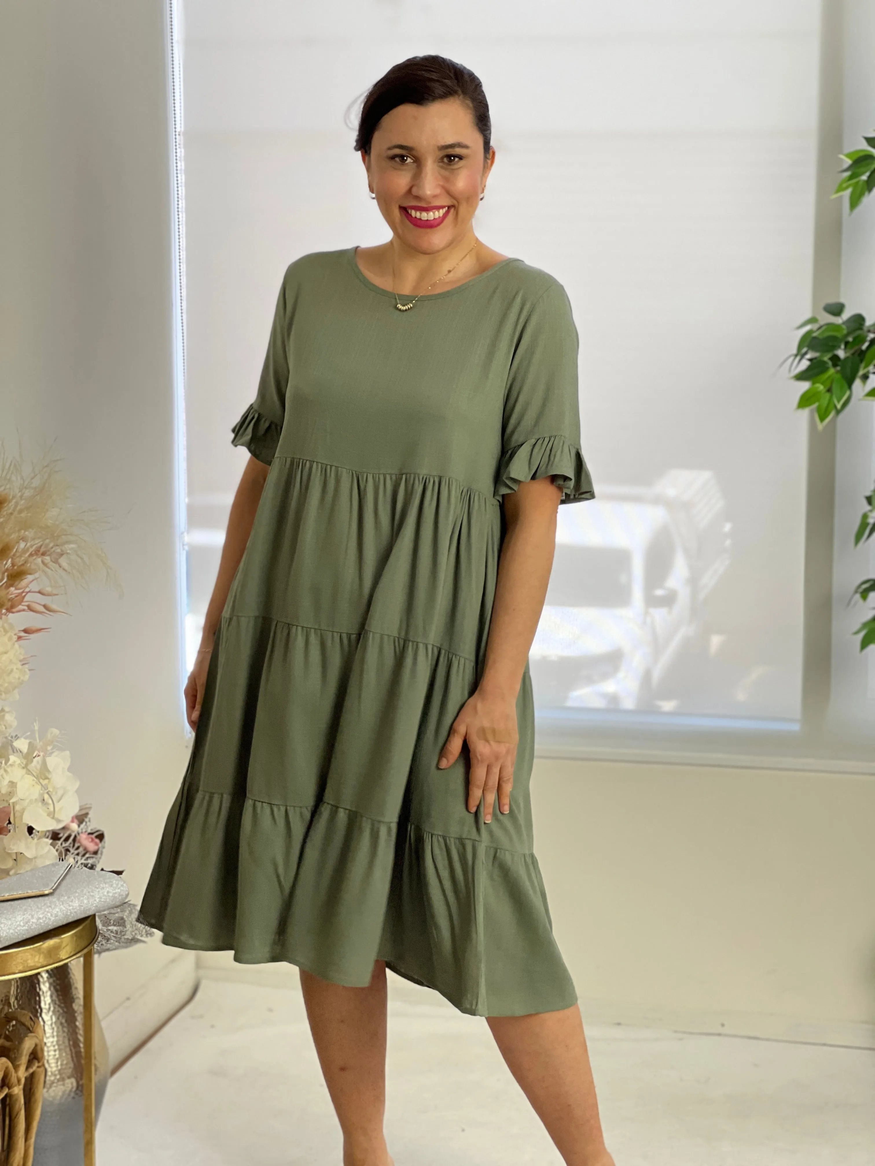 Kane Khaki Linen Dress