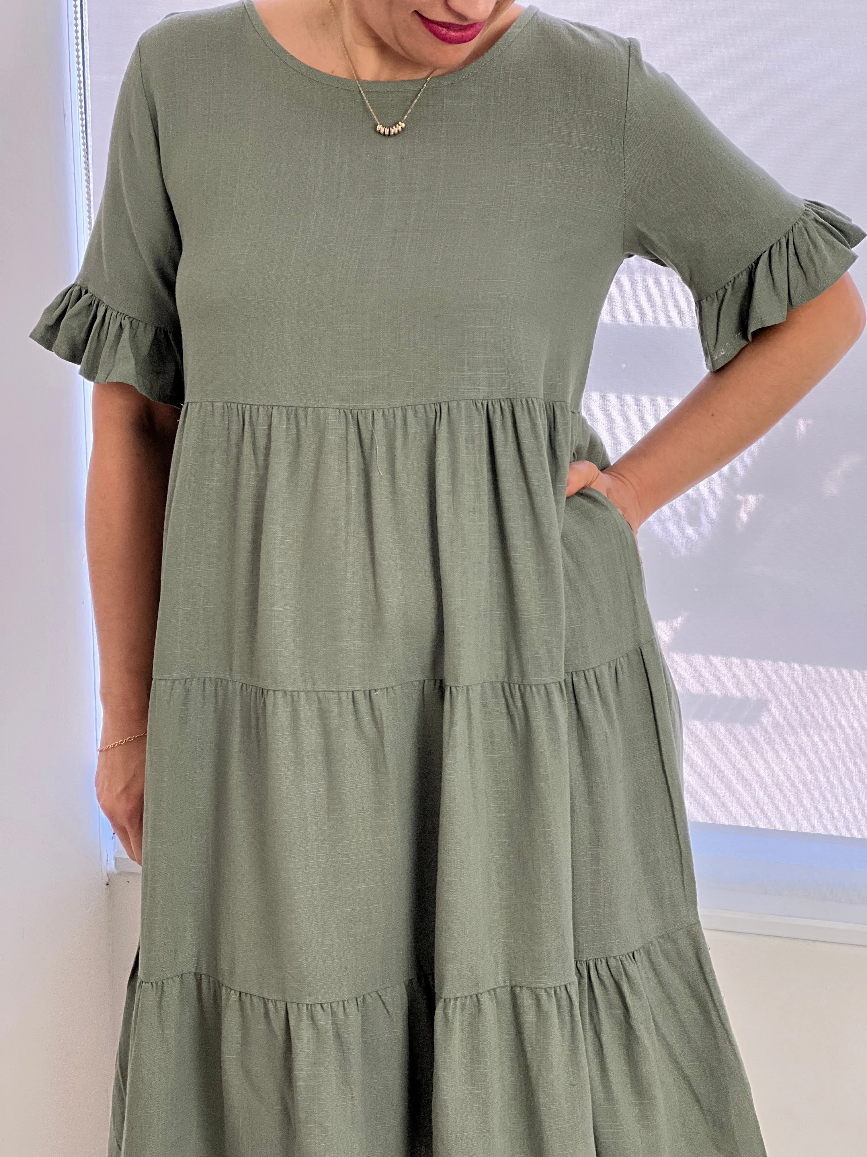 Kane Khaki Linen Dress