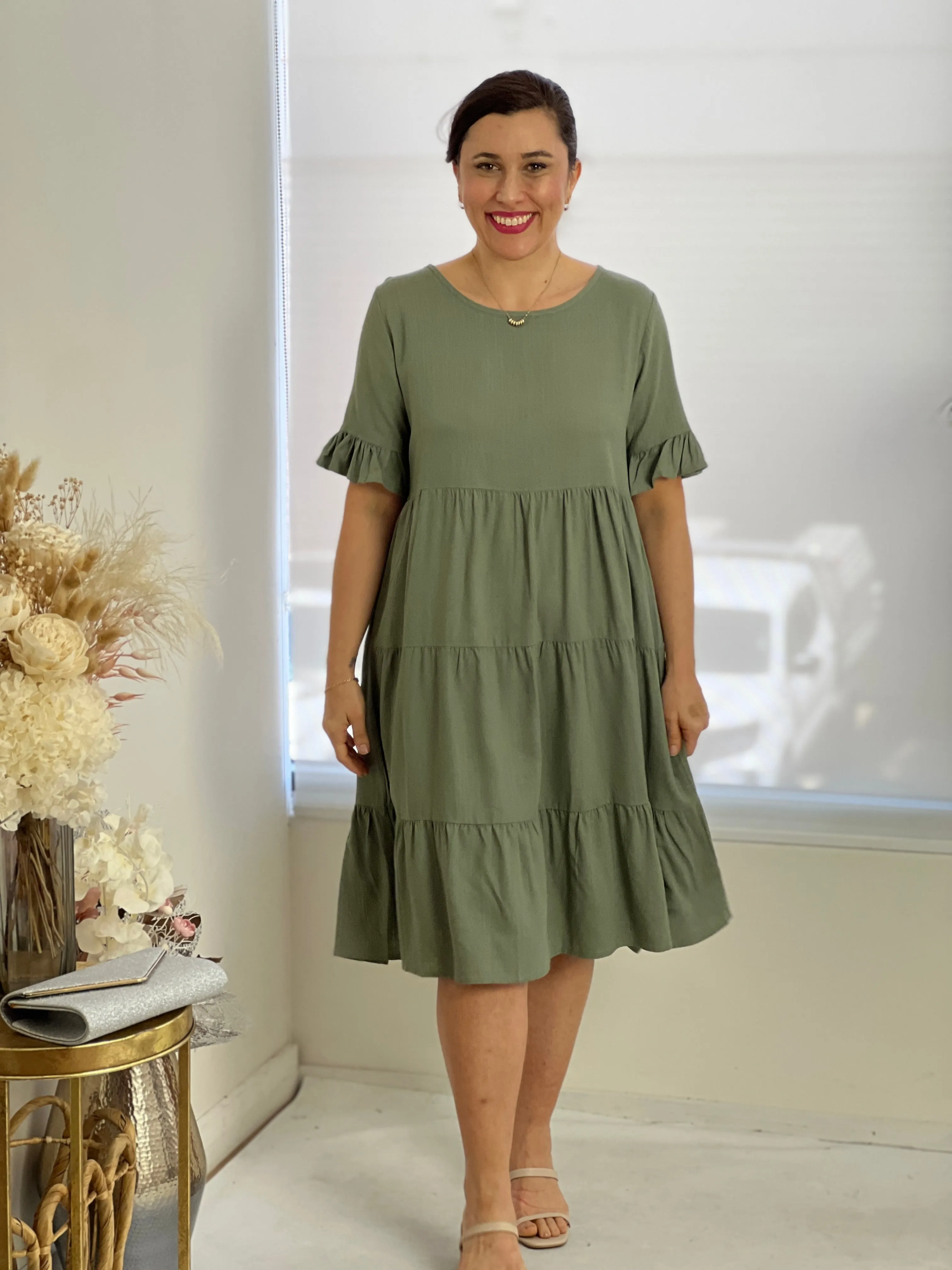 Kane Khaki Linen Dress