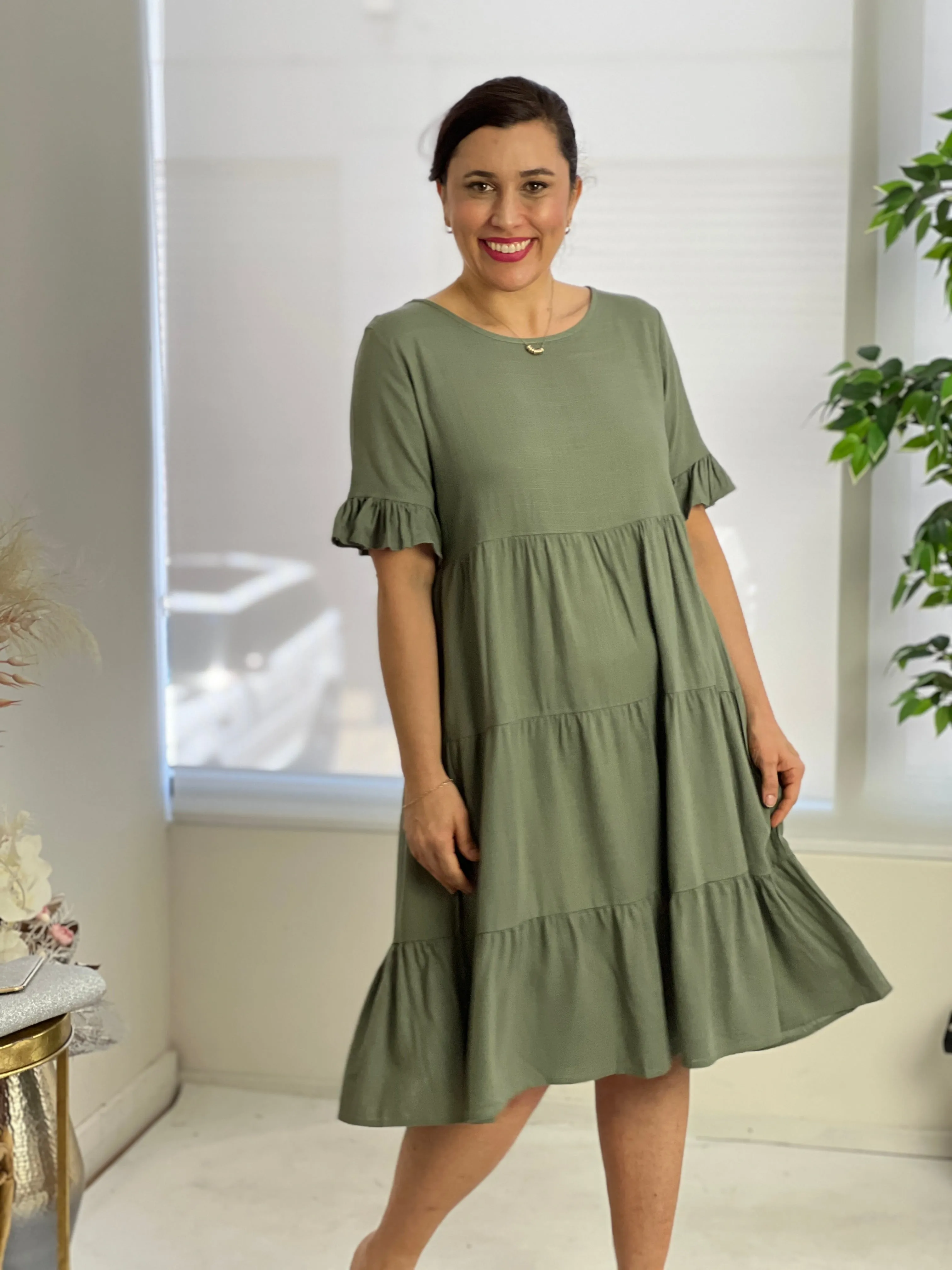 Kane Khaki Linen Dress