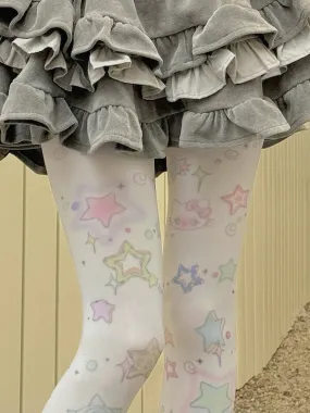 Kawaii y2k stars velvet tights