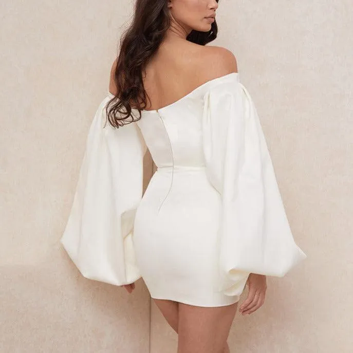 KittenAlarm - Blenda Off Shoulder Puff Sleeves Mini Dress