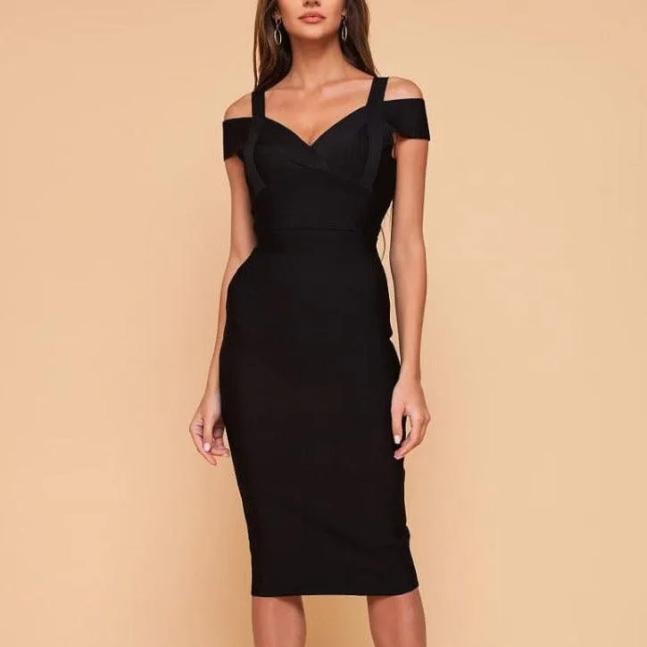 KittenAlarm - Sharon Cold Shoulder Solid Dress