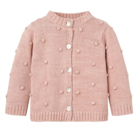 Knit Popcorn Cardigan in Pink