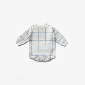 Knit Romper - Sky Grid