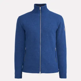 Knitted Windproof Full-Zip Cardigan in a Wool Blend / Dark Royal