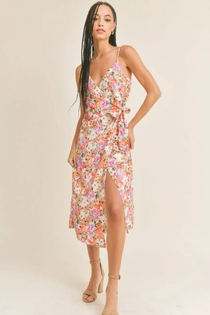 La Botánique Hawaiian Floral Midi Wrap Dress by Sage The Label