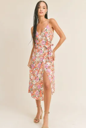 La Botánique Hawaiian Floral Midi Wrap Dress by Sage The Label