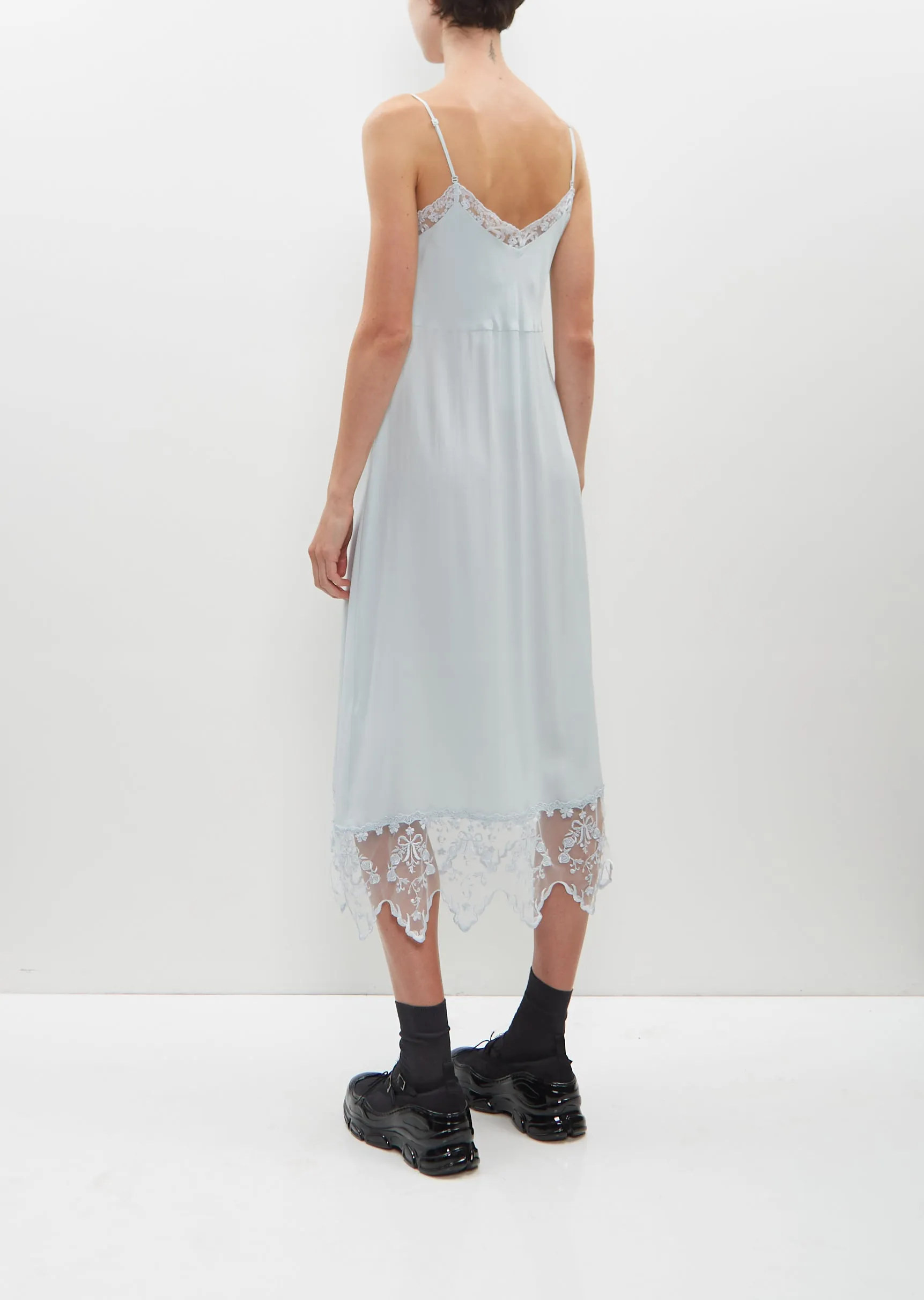 Lace Trim Slip Dress — Duck Egg