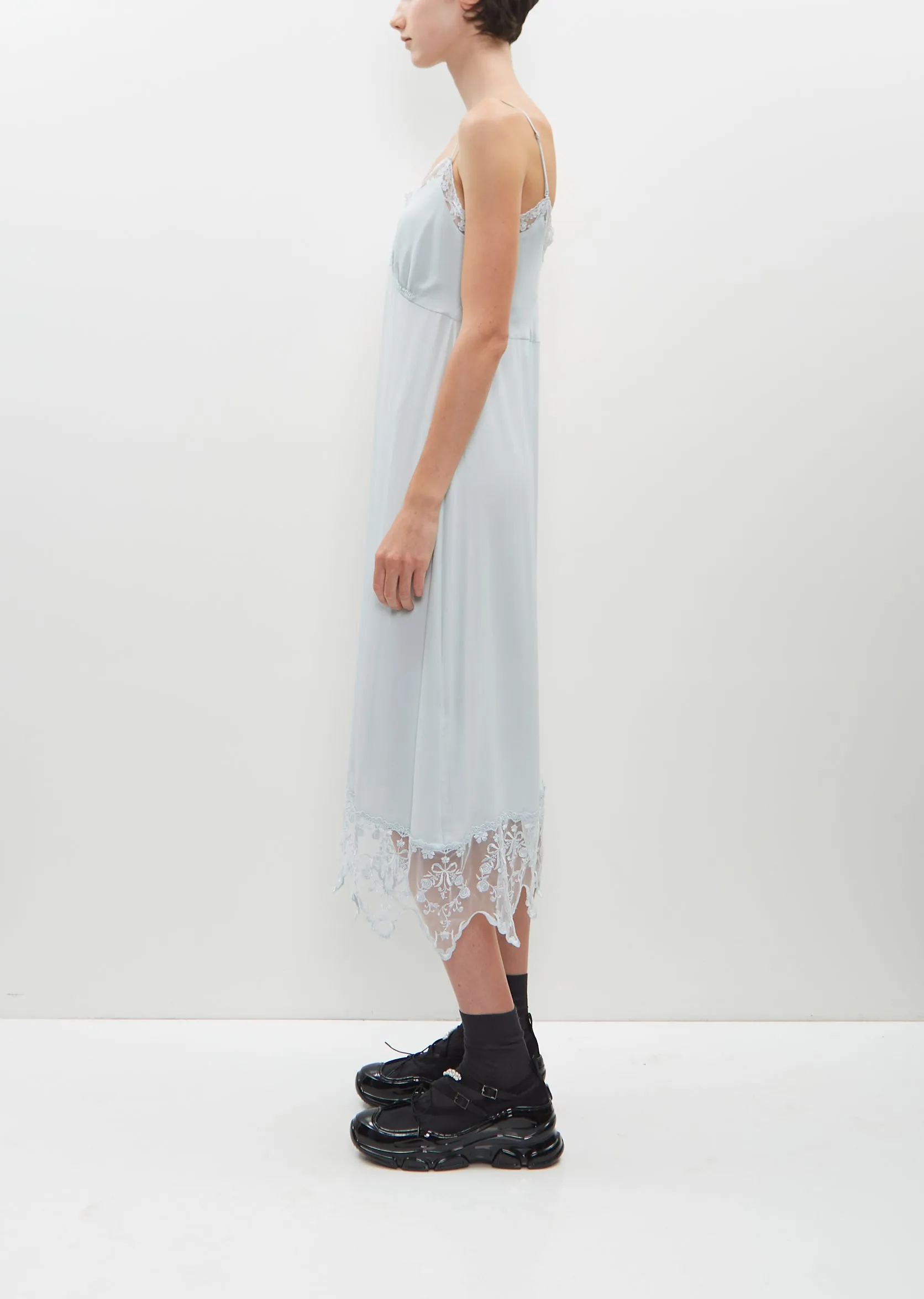 Lace Trim Slip Dress — Duck Egg