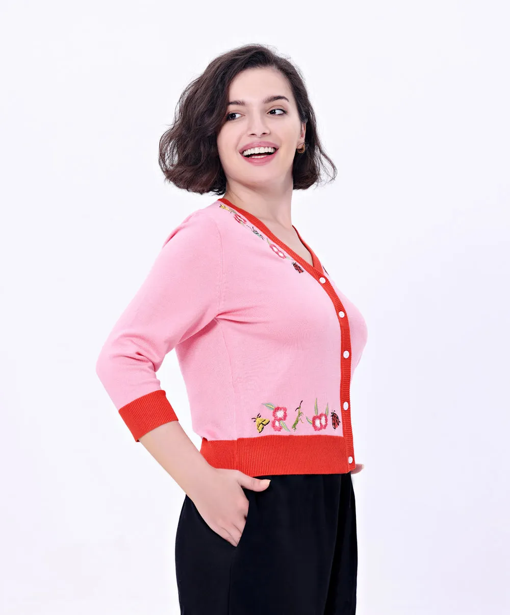 LADYBUG EMBROIDERED CARDIGAN