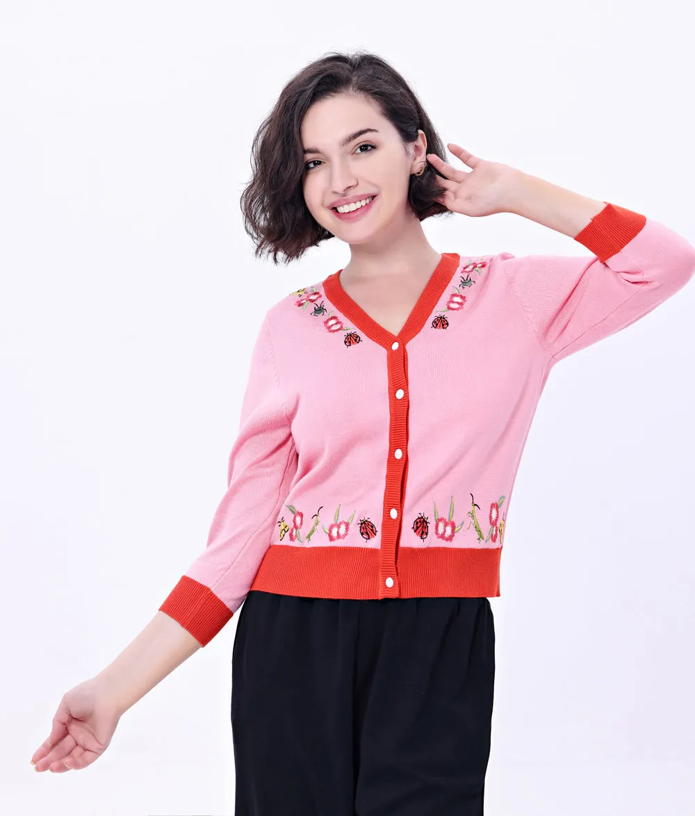 LADYBUG EMBROIDERED CARDIGAN