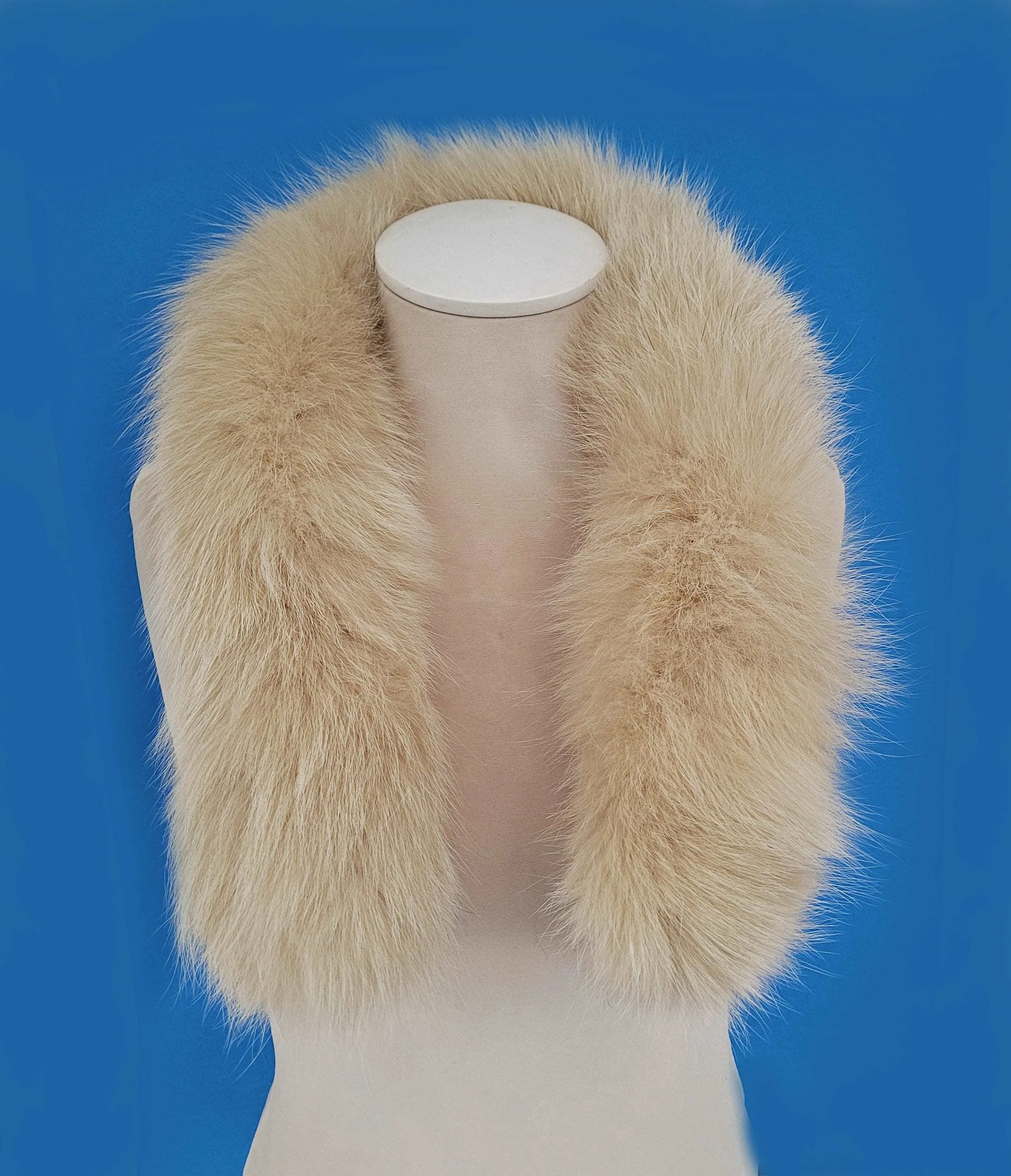 Large Beige Fox Fur Trim, Collar for Hood (PIECES), 80 cm