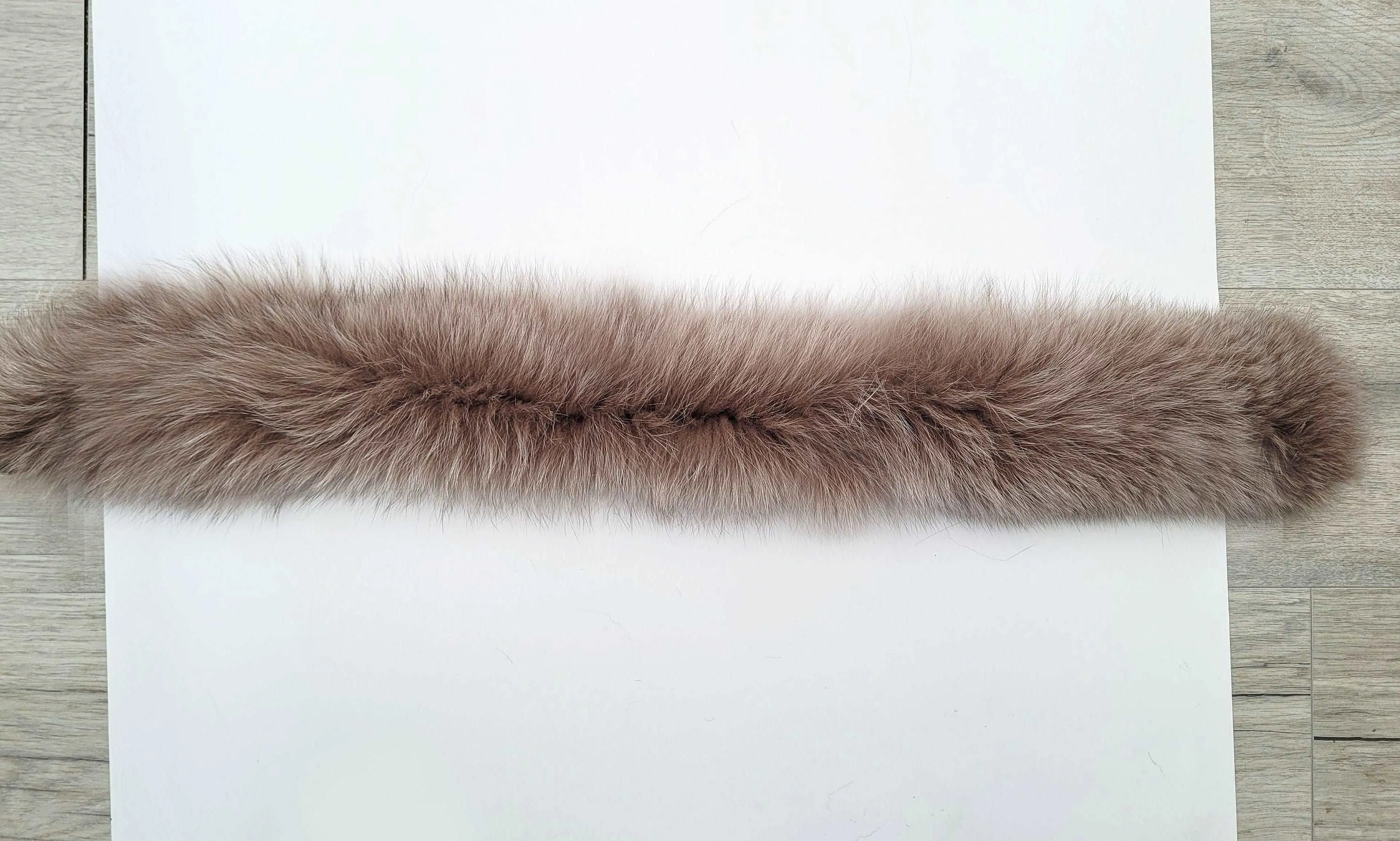 Large Brown (CAPPUCHINO) Fox Fur Trim, Collar for Hood (PIECES), 80 cm