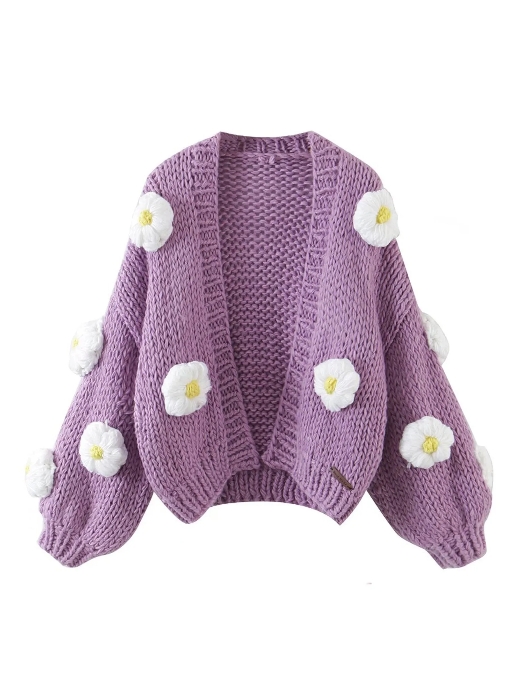 Layla Hand-Knitted Floral Cardigan