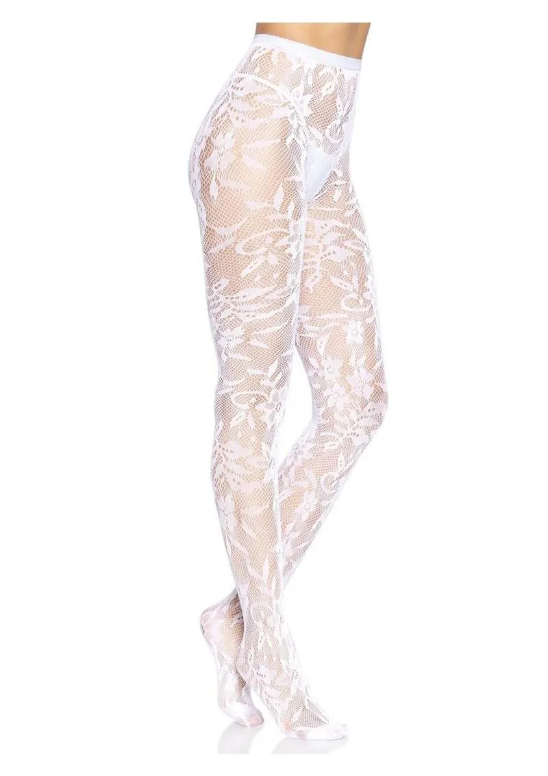 Leg Avenue Seamless Chantilly Floral Lace Tights