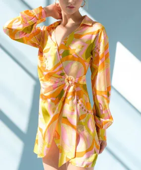 Lemon Mixture Wrap Dress