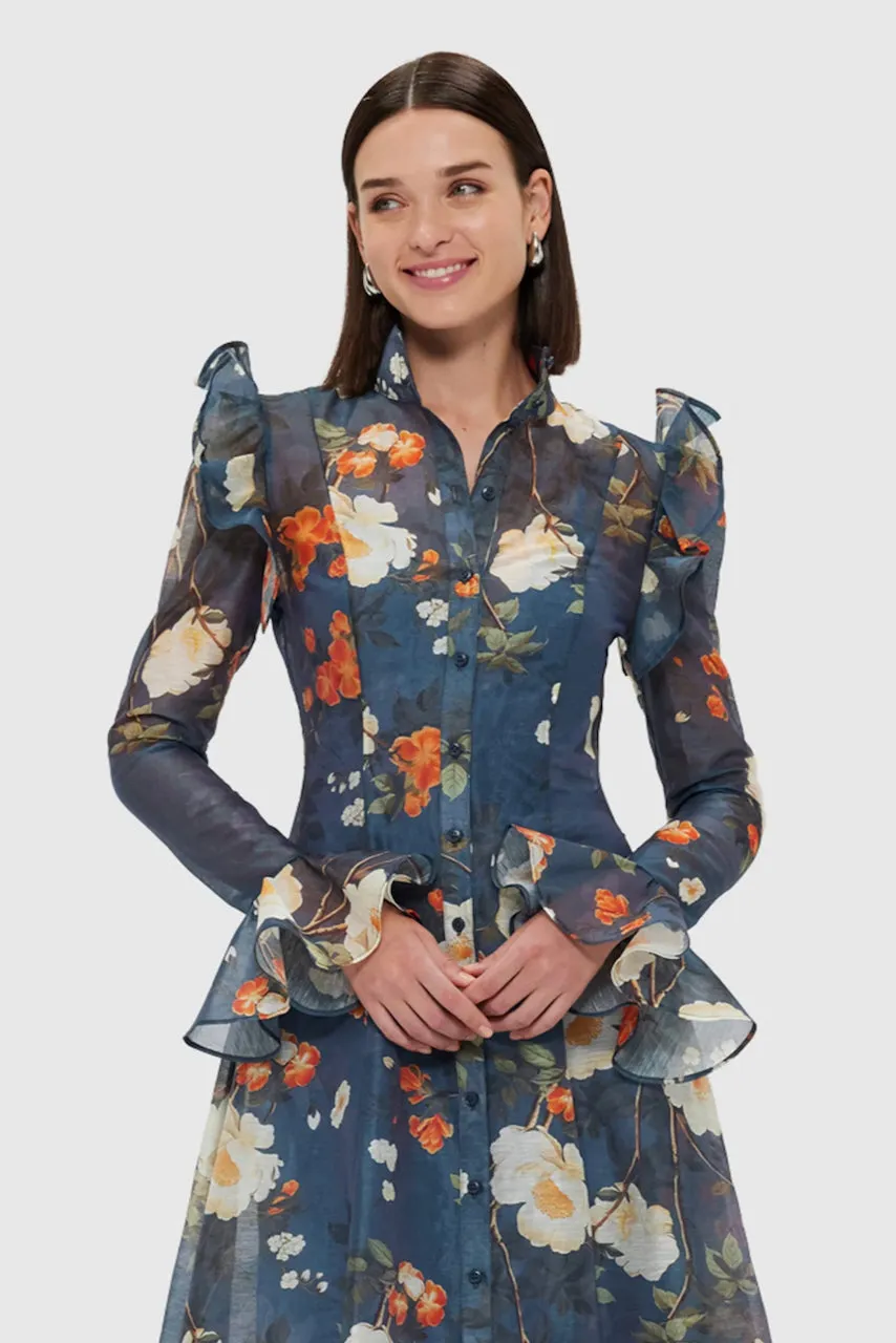 Leo Lin Katrina Butterfly Sleeve Midi Dress - Pear Blossom Print