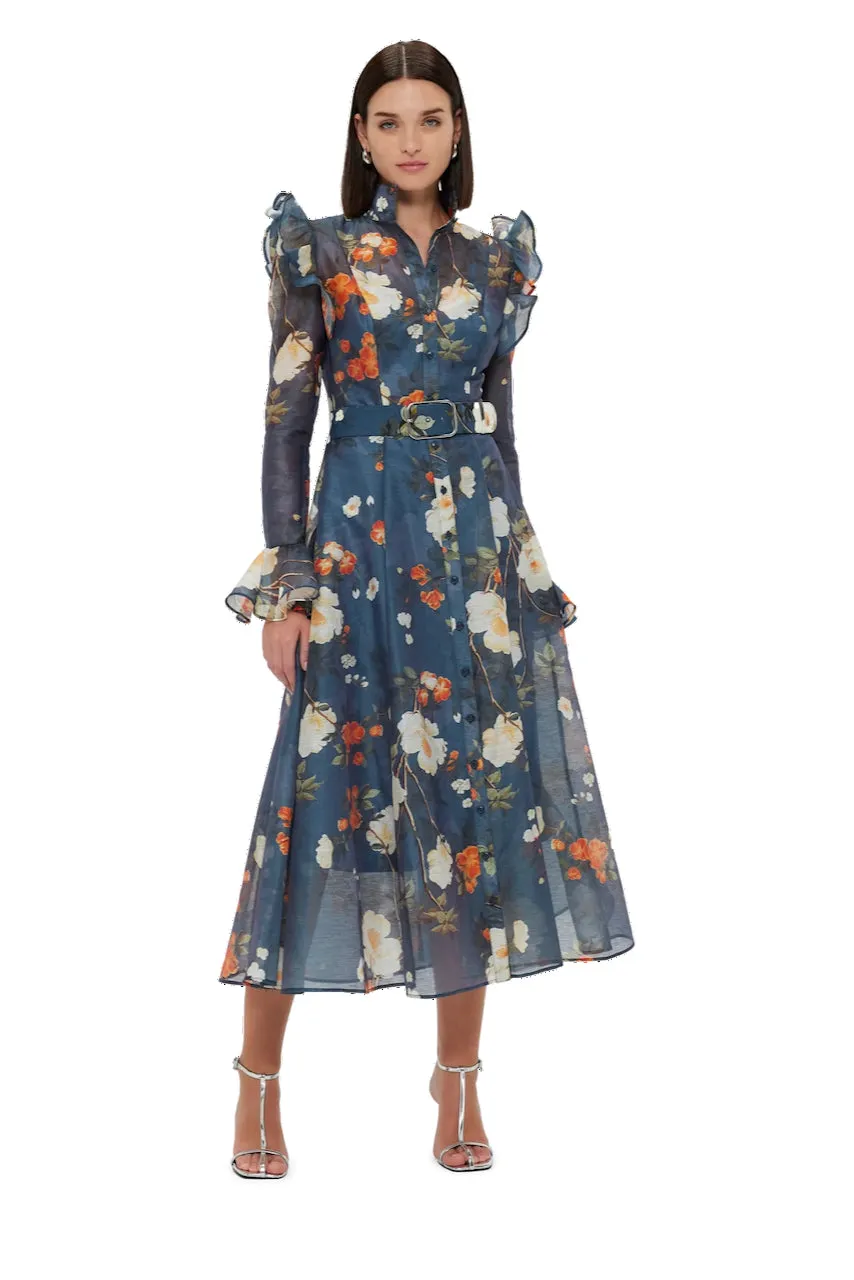 Leo Lin Katrina Butterfly Sleeve Midi Dress - Pear Blossom Print