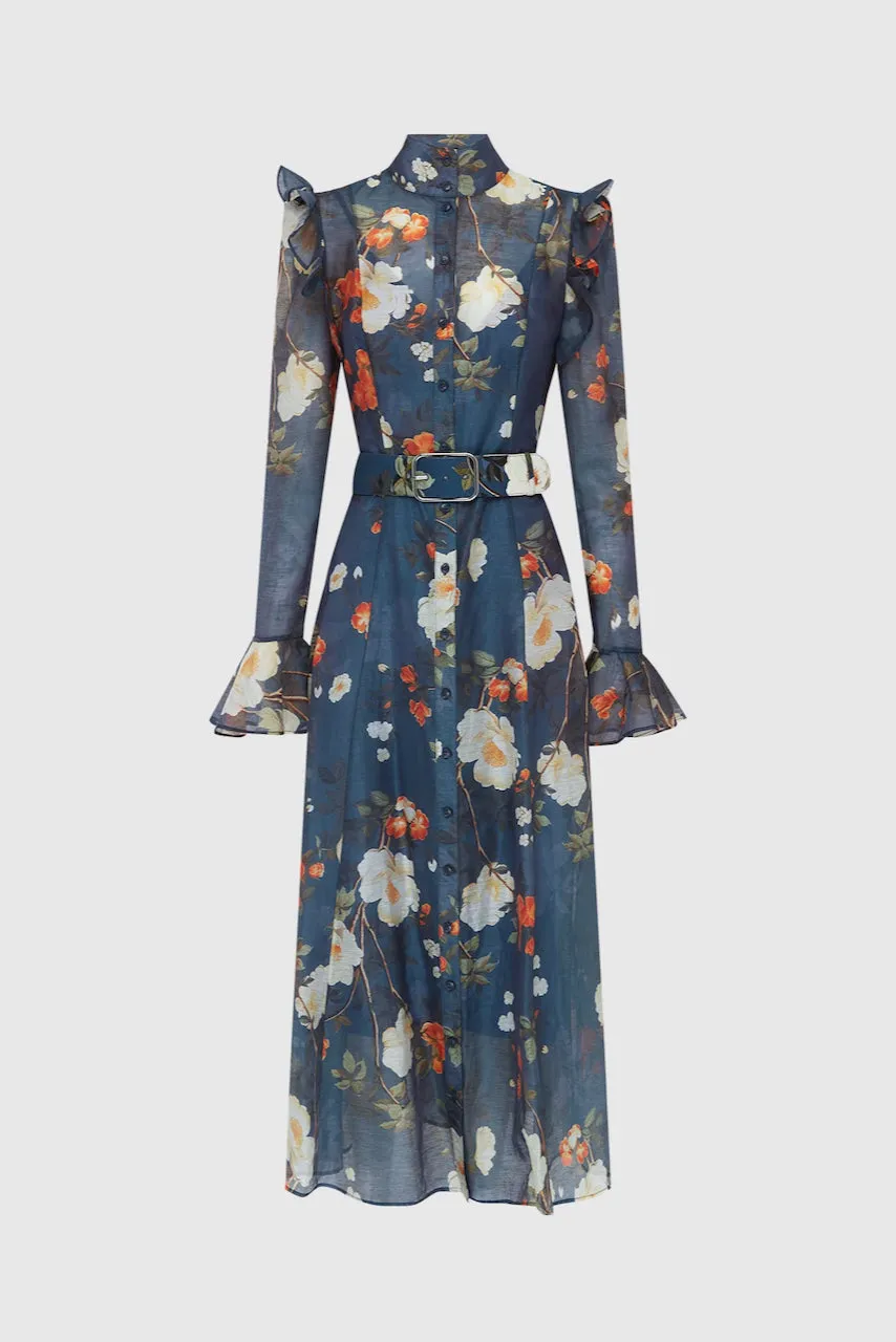 Leo Lin Katrina Butterfly Sleeve Midi Dress - Pear Blossom Print