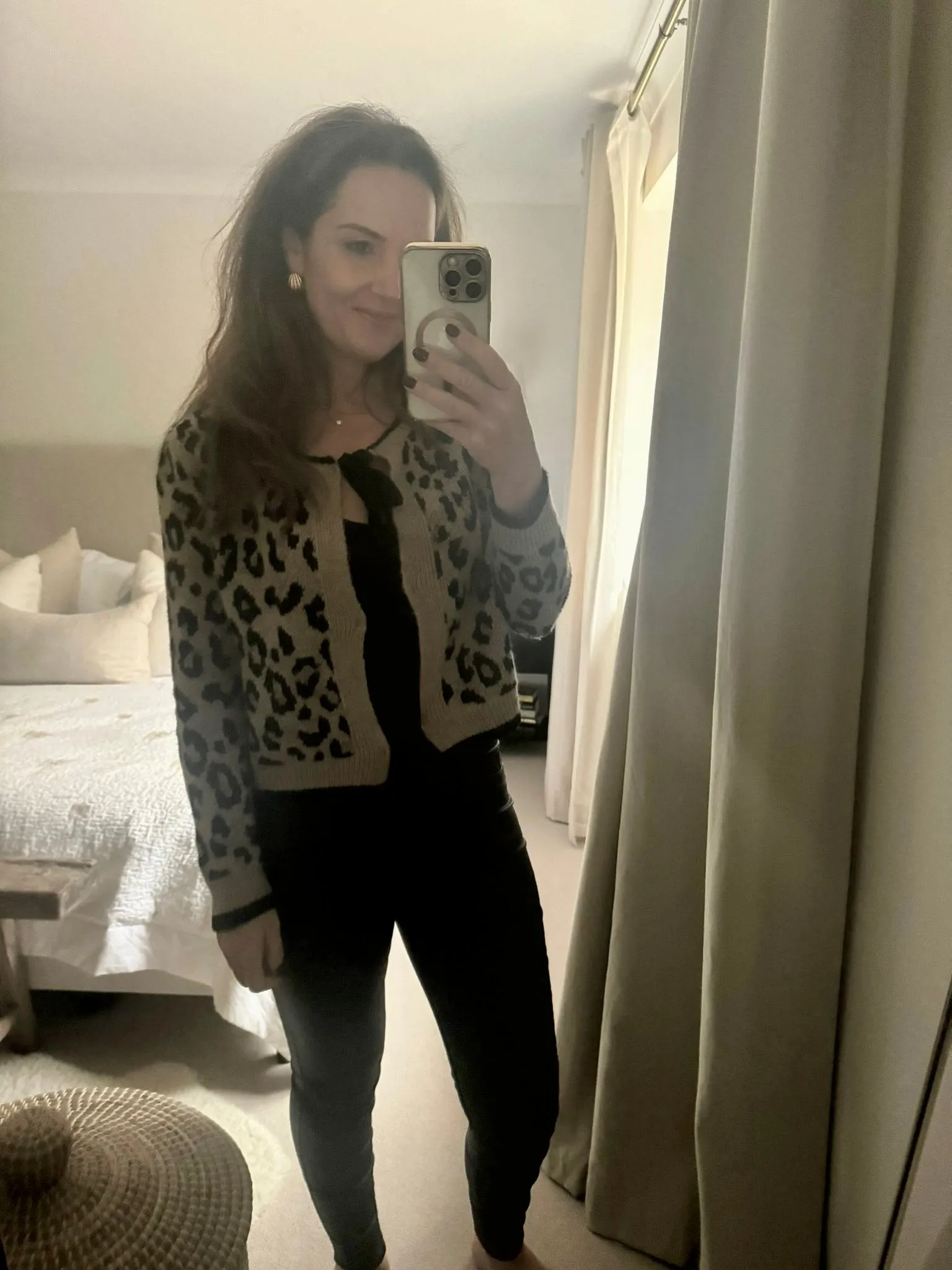 Leopard print Tie Front Cardigan