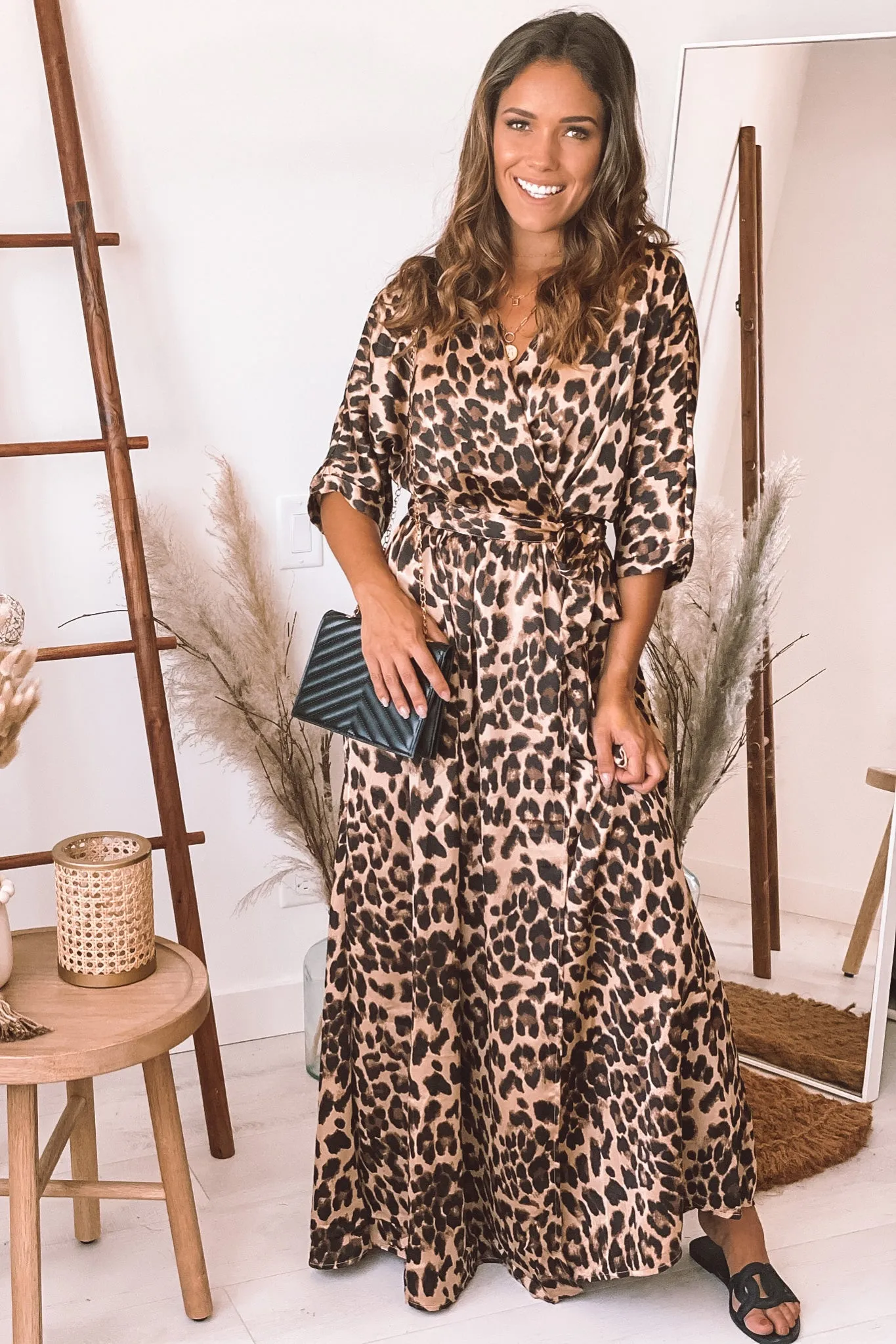 Leopard Wrap Maxi Dress