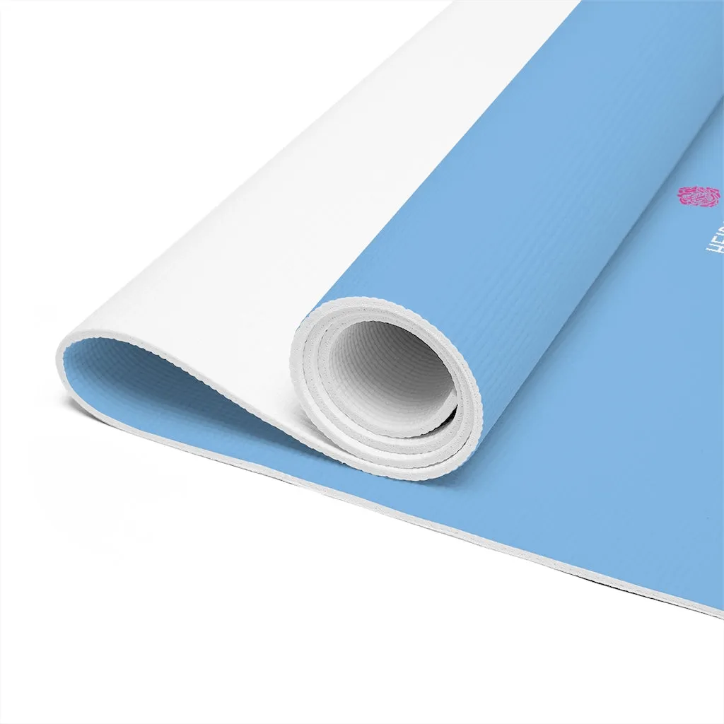 Light Blue Foam Yoga Mat, Solid Pastel Blue Color Best Lightweight 0.25" thick Mat - Printed in USA (Size: 24″x72")