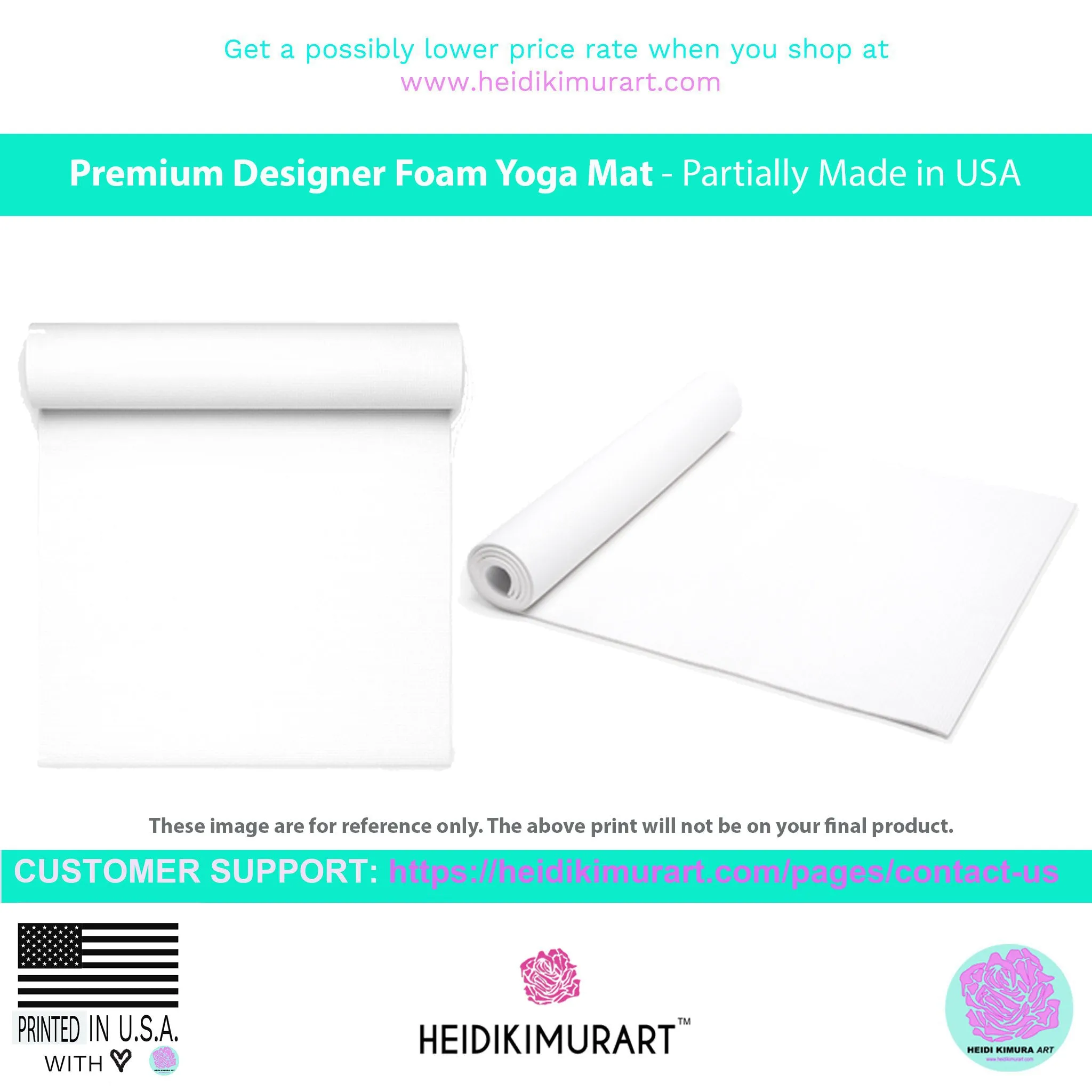 Light Blue Foam Yoga Mat, Solid Pastel Blue Color Best Lightweight 0.25" thick Mat - Printed in USA (Size: 24″x72")