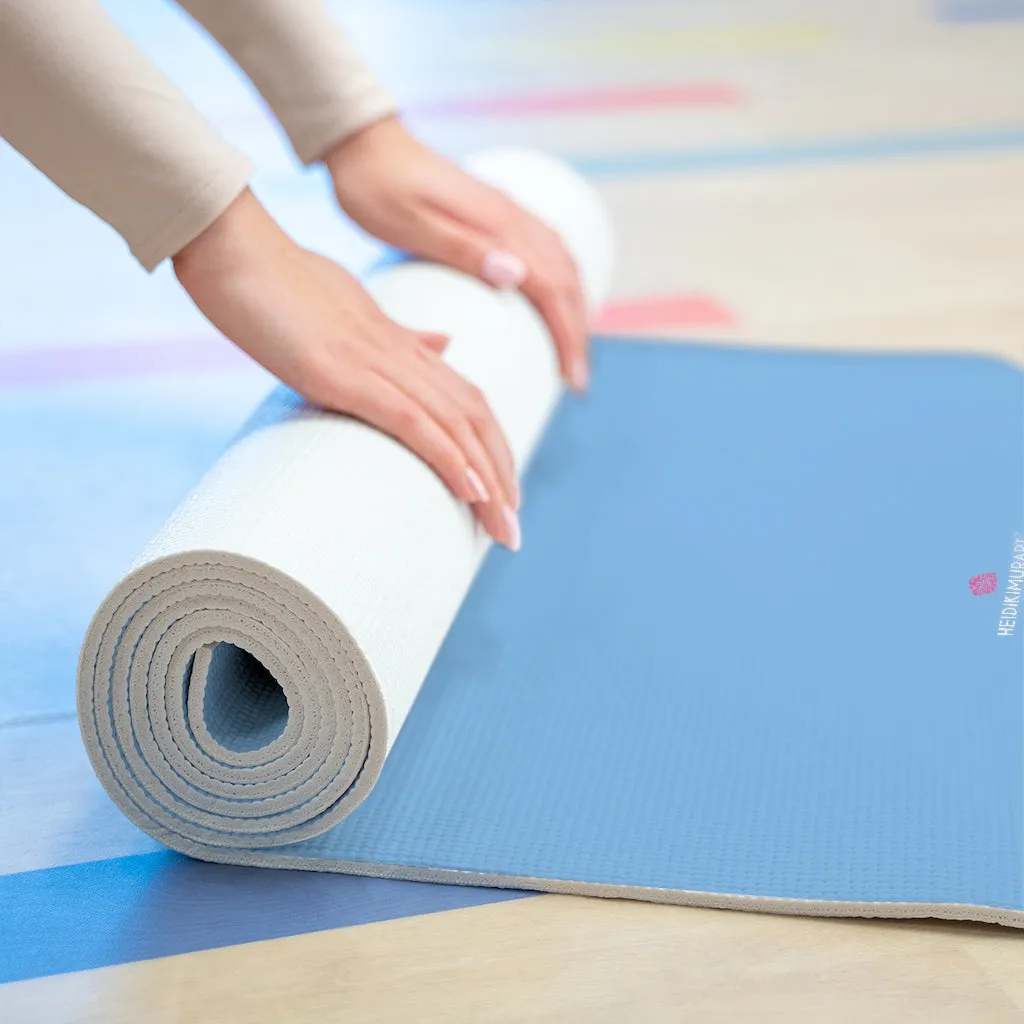 Light Blue Foam Yoga Mat, Solid Pastel Blue Color Best Lightweight 0.25" thick Mat - Printed in USA (Size: 24″x72")