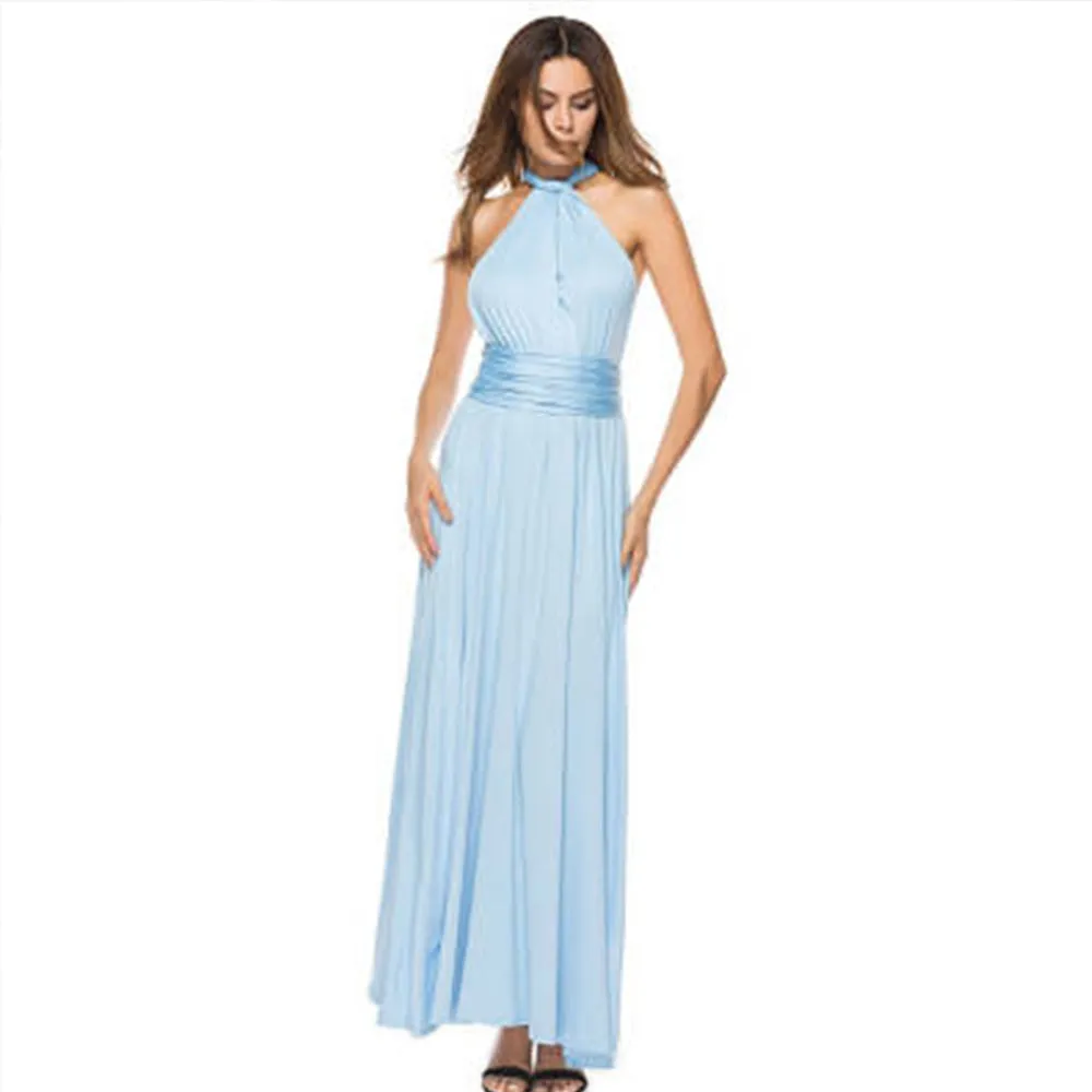 Light Blue Wedding Wrap Dress for Bridesmaids