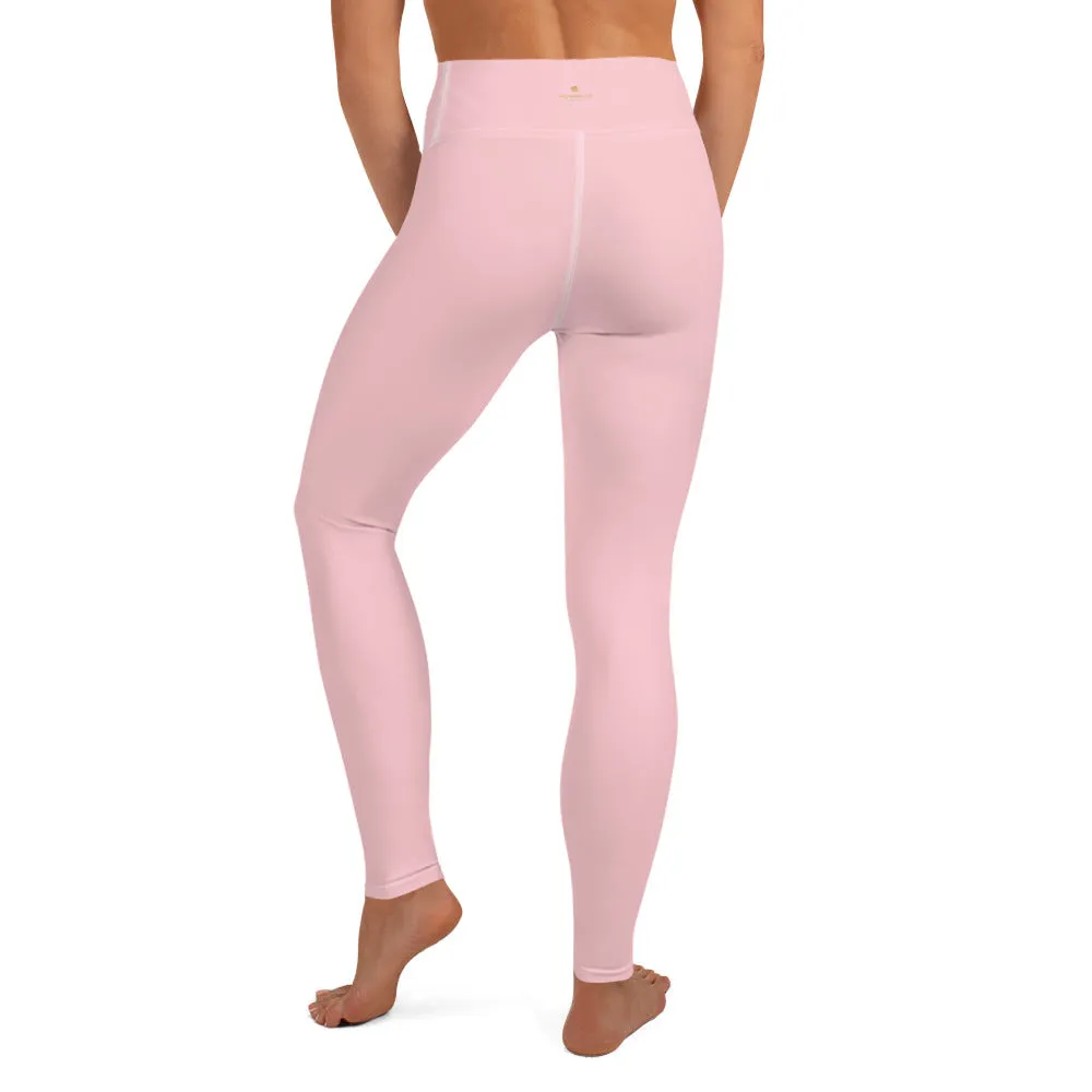 Light Pink Women's Yoga Pants, Ballet Pink Pastel Soft Solid Color Tights- Made in USA/ EU