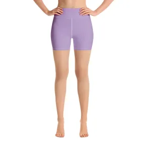 Light Purple Yoga Shorts, Solid Color Women's Short Tights-Made in USA/EU(US Size: XS-XL)